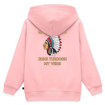 Native Blood Through Veins Indiana Ureinwohner - Kinder Premium Organic Zip Hoodie - Rosa - Hinten - AI Model Kid Female (0cm)