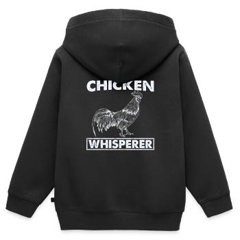 Poulet Whisperer Poulet Whisperer Poulet Poulets - Sweat Premium à capuche zippé enfant bio - noir - Dos - AI Model Kid Male (0cm)
