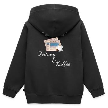 Zeitung Lesen Nachrichten Magazin Geschenk - Kinder Premium Organic Zip Hoodie - Schwarz - Hinten - AI Model Kid Male (0cm)