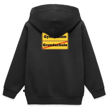 Grundschule Gymnasium Ortsschild Schule - Kinder Premium Organic Zip Hoodie - Schwarz - Hinten - AI Model Kid Male (0cm)