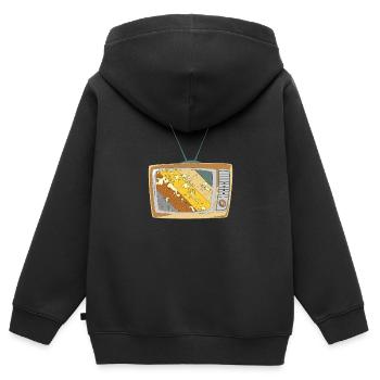 Télévision rétro - Sweat Premium à capuche zippé enfant bio - noir - Dos - AI Model Kid Male (0cm)