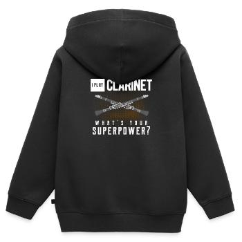 clarinette - Sweat Premium à capuche zippé enfant bio - noir - Dos - AI Model Kid Male (0cm)