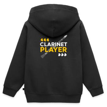 clarinette - Sweat Premium à capuche zippé enfant bio - noir - Dos - AI Model Kid Male (0cm)