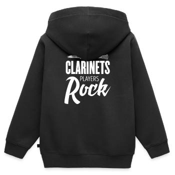 clarinette - Sweat Premium à capuche zippé enfant bio - noir - Dos - AI Model Kid Male (0cm)