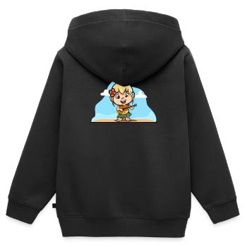 Hula Hawai Girl with Bastrock Girarre Aloha - Kids Premium Organic Zip-up Hoodie - black - Back - AI Model Kid Male (0cm)