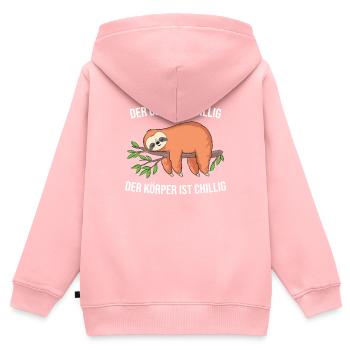 Faultier der Geist ist willig Körper ist chillig - Kinder Premium Organic Zip Hoodie - Rosa - Hinten - AI Model Kid Female (0cm)