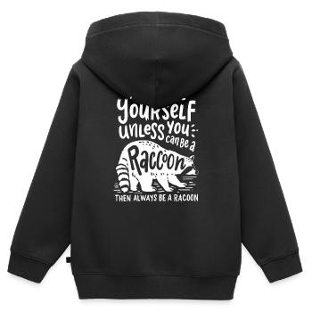 Waschbär Waschbären - Kinder Premium Organic Zip Hoodie - Schwarz - Hinten - AI Model Kid Male (0cm)