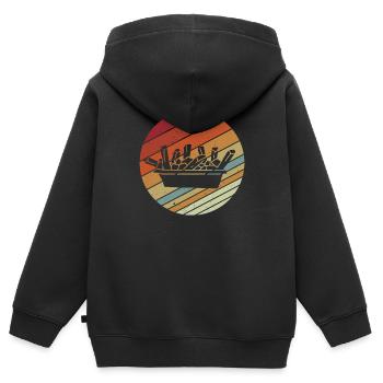 Poutine pour les amateurs de style Vinatge rétro - Sweat Premium à capuche zippé enfant bio - noir - Dos - AI Model Kid Male (0cm)