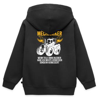 Landmaschinen Mechaniker Geschenkidee - Kinder Premium Organic Zip Hoodie - Schwarz - Hinten - AI Model Kid Male (0cm)