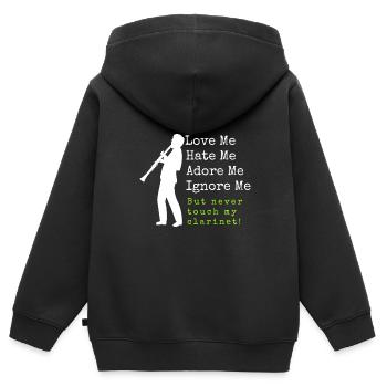 Klarinette - Kinder Premium Organic Zip Hoodie - Schwarz - Hinten - AI Model Kid Male (0cm)