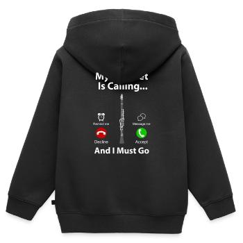 clarinette - Sweat Premium à capuche zippé enfant bio - noir - Dos - AI Model Kid Male (0cm)