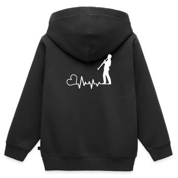 clarinette - Sweat Premium à capuche zippé enfant bio - noir - Dos - AI Model Kid Male (0cm)