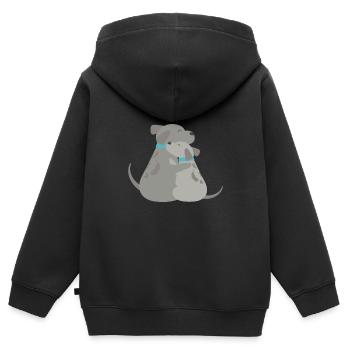 Hunde Umarmung - Kinder Premium Organic Zip Hoodie - Schwarz - Hinten - AI Model Kid Male (0cm)