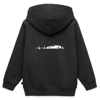 Herzschlag - Heartbeat / Sportwagen - Car - Kinder Premium Organic Zip Hoodie - Schwarz - Hinten - AI Model Kid Male (0cm)