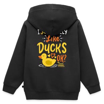 Ente Plastik Ente Gelb Quietscheente - Kinder Premium Organic Zip Hoodie - Schwarz - Hinten - AI Model Kid Male (0cm)