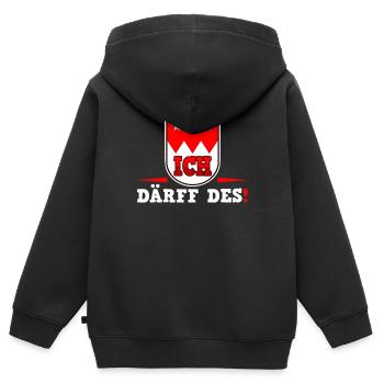 Franconian "I must" Franconia Bavaria saying! - Kids Premium Organic Zip-up Hoodie - black - Back - AI Model Kid Male (0cm)