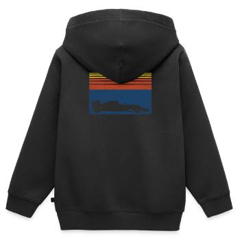 Voiture de course voiture de course rétro cadeau de voiture de course - Sweat Premium à capuche zippé enfant bio - noir - Dos - AI Model Kid Male (0cm)