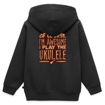 ukulélé - Sweat Premium à capuche zippé enfant bio - noir - Dos - AI Model Kid Male (0cm)
