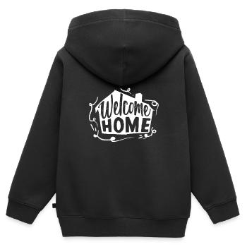 Willkommen Zuhause - Kinder Premium Organic Zip Hoodie - Schwarz - Hinten - AI Model Kid Male (0cm)