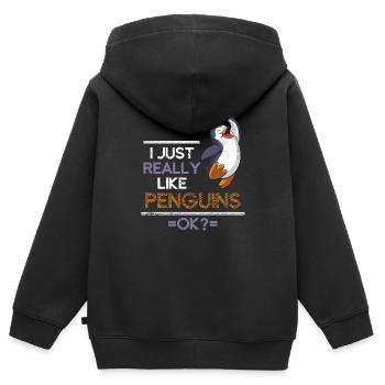 Pinguin Seevögel - Kinder Premium Organic Zip Hoodie - Schwarz - Hinten - AI Model Kid Male (0cm)
