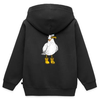 Lustige Matrosen Möwe - Kinder Premium Organic Zip Hoodie - Schwarz - Hinten - AI Model Kid Male (0cm)