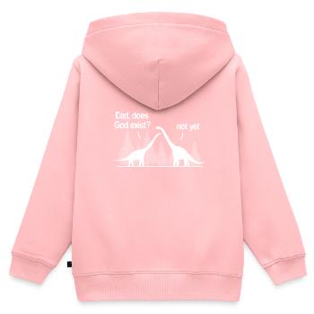 Papa Dieu existe-t-il? Pas encore. Athéisme athée - Sweat Premium à capuche zippé enfant bio - rose - Dos - AI Model Kid Female (0cm)