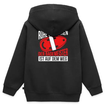 Bademeister - Kinder Premium Organic Zip Hoodie - Schwarz - Hinten - AI Model Kid Male (0cm)