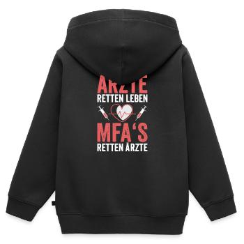 MFA Arzthelferin Lustiger Spruch - Kinder Premium Organic Zip Hoodie - Schwarz - Hinten - AI Model Kid Male (0cm)