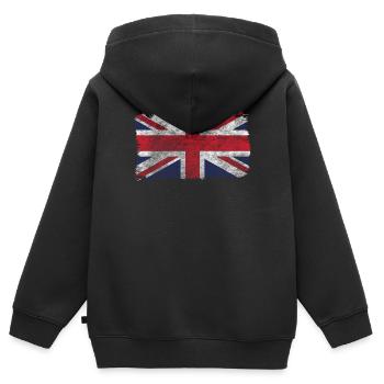 Flagge Großbritannien - Kinder Premium Organic Zip Hoodie - Schwarz - Hinten - AI Model Kid Male (0cm)