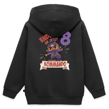Kinderkleidung, Ninja zum 8. Geburtstag 8 Jahre - Kinder Premium Organic Zip Hoodie - Schwarz - Hinten - AI Model Kid Male (0cm)