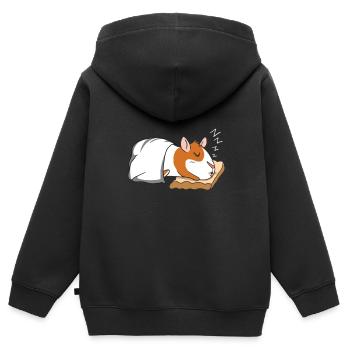 Cochon d'Inde - Sweat Premium à capuche zippé enfant bio - noir - Dos - AI Model Kid Male (0cm)
