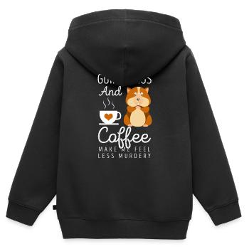 Cochon d'Inde - Sweat Premium à capuche zippé enfant bio - noir - Dos - AI Model Kid Male (0cm)