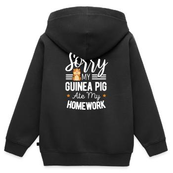 Cochon d'Inde - Sweat Premium à capuche zippé enfant bio - noir - Dos - AI Model Kid Male (0cm)