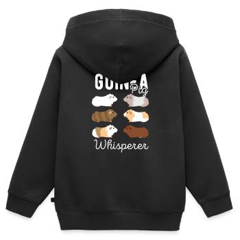 Cochon d'Inde - Sweat Premium à capuche zippé enfant bio - noir - Dos - AI Model Kid Male (0cm)