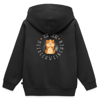 Cochon d'Inde - Sweat Premium à capuche zippé enfant bio - noir - Dos - AI Model Kid Male (0cm)