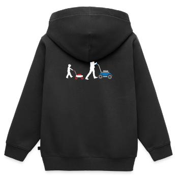Rasenmähen Vater Kinder Rasenmäher Geschenkidee - Kinder Premium Organic Zip Hoodie - Schwarz - Hinten - AI Model Kid Male (0cm)