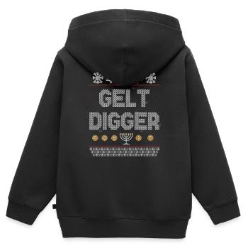 Drôle Gelt Digger Chanukah Hanukkah Gold Digger Gi - Sweat Premium à capuche zippé enfant bio - noir - Dos - AI Model Kid Male (0cm)