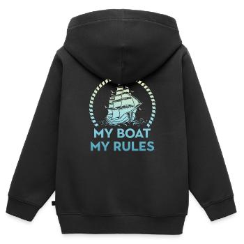 Bootskapitän Mein Boot Meine Regeln Segelboote Seg - Kinder Premium Organic Zip Hoodie - Schwarz - Hinten - AI Model Kid Male (0cm)