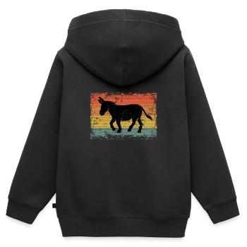 Vintage mulet mulet animal cadeau - Sweat Premium à capuche zippé enfant bio - noir - Dos - AI Model Kid Male (0cm)