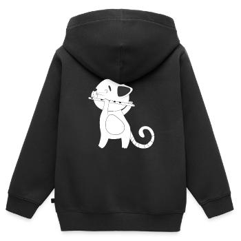 Flûte - Sweat Premium à capuche zippé enfant bio - noir - Dos - AI Model Kid Male (0cm)
