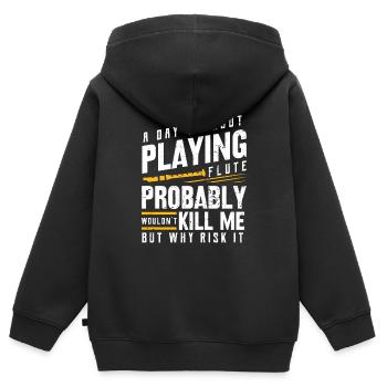 Flûte - Sweat Premium à capuche zippé enfant bio - noir - Dos - AI Model Kid Male (0cm)