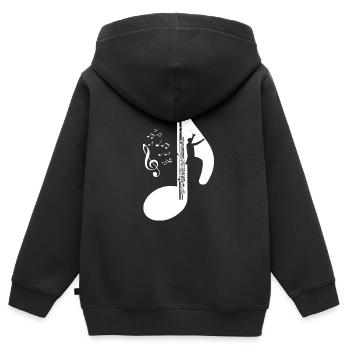 Flûte - Sweat Premium à capuche zippé enfant bio - noir - Dos - AI Model Kid Male (0cm)