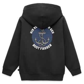 Boot - Kinder Premium Organic Zip Hoodie - Schwarz - Hinten - AI Model Kid Male (0cm)