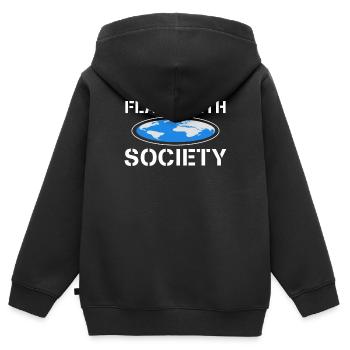 Flat Earth Society - Kinder Premium Organic Zip Hoodie - Schwarz - Hinten - AI Model Kid Male (0cm)