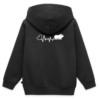 Cochon d'Inde - Sweat Premium à capuche zippé enfant bio - noir - Dos - AI Model Kid Male (0cm)