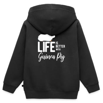 Cochon d'Inde - Sweat Premium à capuche zippé enfant bio - noir - Dos - AI Model Kid Male (0cm)