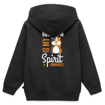 Cochon d'Inde - Sweat Premium à capuche zippé enfant bio - noir - Dos - AI Model Kid Male (0cm)