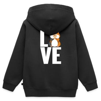Cochon d'Inde - Sweat Premium à capuche zippé enfant bio - noir - Dos - AI Model Kid Male (0cm)