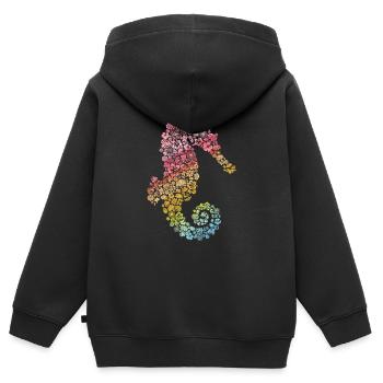 hippocampe - Sweat Premium à capuche zippé enfant bio - noir - Dos - AI Model Kid Male (0cm)