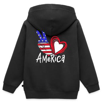 Amerika - Kinder Premium Organic Zip Hoodie - Schwarz - Hinten - AI Model Kid Male (0cm)